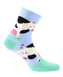 Niebieskie skarpetki dziewczęce w krowy